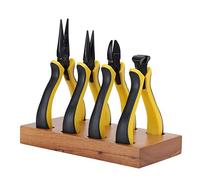 Dam Skerisi Professional Watch Repair Pliers Set, Precision Diagonal Flat and Pointed Nose Pliers with Wooden Base for Jewelry Making and Wire Cutting