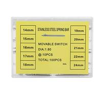 Dam Skerisi Watch Strap Spring Bars Set, Stainless Steel Watch Repair Tool Kit, 100pcs Spring Bar Link Pins in 10 Sizes with Storage Box for Quick Watch Band Replacement (1.8 thick)