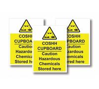 Dam Word 3 x Coshh Sign, Safety First: COSHH Sign for Cabinets Containing Dangerous Chemical or Hazardous Substances (19 x 14),White and Red
