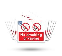 Dam Words 10 x No Smoking or Vaping Signs| 180mm x 135mm Adherent Vinyl No Smoking No Vaping Stickers to Warn/Notify Visitors or Clients | No Smoking or Vaping Sign Outdoor/Indoor