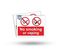 Dam Words 2 x No Smoking or Vaping Signs | 180mm x 135mm Self Adhesive, Durable, & Weatherproof No Smoking No Vaping Stickers | BS EN ISO 7010 Compliant