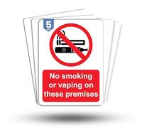 Dam Words 5 x No Smoking on these Premises Sign | 10 x 7.5 cm No Smoking No Vaping Stickers for Indoor/Outdoor | No Smoking Table Sign