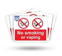 Dam Words 5 x No Smoking or Vaping Signs | 180mm x 135mm Self Adhesive, Durable, & Weatherproof No Smoking No Vaping Stickers | BS EN ISO 7010 Compliant