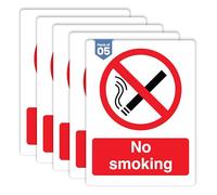 Dam Words 5 x No Smoking Signs | 180mm x 135mm Adherent Vinyl No Smoking Stickers | No Smoking Sign Outdoor/Indoor