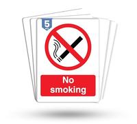 Dam Words 5 x No Smoking Signs | 180mm x 135mm Self Adhesive, Durable, & Weatherproof No Smoking or Vaping Signs | BS EN ISO 7010 Compliant
