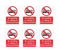 Dam Words 6 x No Smoking Signs for Premises | 100 x 75 mm Self Adhesive, Durable, & Weatherproof No Smoking or Vaping Signs for Premises | BS EN ISO 7010 Compliant