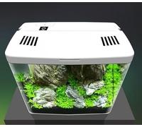Damabencai 5L LED Desktop Aquarium Fish Tank with Built-in Filter, Modern White Design (20x14x20cm) - Ideal for Betta Fish, Home Office Desk (WH)