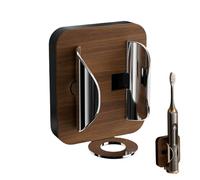 Damage-Free Adhesive Cradle, No Drilling Waterproof Stand, 2.36x2.76 Inches Wall Mount Toothbrush Holder with Quick-Drain Base, Organizer Clip, High-Bond Suction Mount with Ventilated