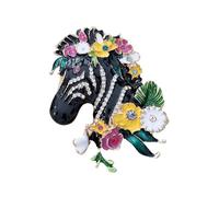 Damage Proof Clasp Animal Brooch Artistic Zebras Pattern Zebras Print Pin for Formal and Casual Attire No Piercing Brooch