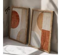 DAMAIART 2pcs/set Beige Abstract Geometric Color Block Canvas Print Minimalist Texture Wall Art Poster for Living Room Decor(40x60cmx2/Frameless)