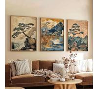 DAMAIART 3pcs Japanese Travel Landscape Canvas Prints Poster Vibrant Retro Aesthetics Art Pictures Bedroom Home Decor Mural(40x60cmx3/Canvas Wrapped)