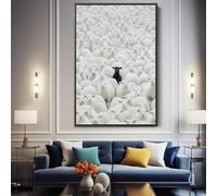 DAMAIART Black Sheep Among White Lambs Canvas Painting Modern Animal Poster And Print Nursery Wall Art Living Room Home Decor 40x60cm Frameless