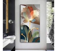 DAMAIART Canvas Painting Abstract Luxury Golden Lines Flower Pictures Modern Posters and Prints Living Room Gallery Home Decor 50x100cm Frameless