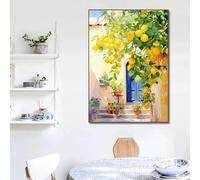 DAMAIART Italian Lemon Olive Tree Retro Mediterranean Landscape Poster Canvas Painting Wall Art Pictures Living Room Home Decor 40x60cm Frameless