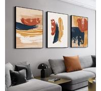 DAMAIART Modern Abstract Art Canvas Paintings Orange Blue Blush Texture Wall Art Picture Posters Print for Living Room Wall Decor 50x70cmx3 Frameless