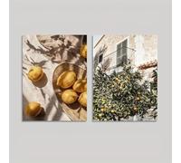DAMAIART Modern Painting Artwork Cottagecore Art Canvas Print Italian Landscapes Lemon Garden Canvas Poster for Room Home Decor(60x80cmx2/Frameless)