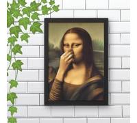 DAMAIART Mona Lisa Bathroom Wall Art Decor Covering Her Nose Vintage Bad Smell Poster Print Toilet Humor Funny Canvas Artwork(80x120cm/Frameless)