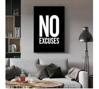 DAMAIART No Excuses Inspirational Quote Fitness Poster Gym Wall Decor, Motivational Art Prints Black White Canvas Painting Decor 40x60cm Frameless