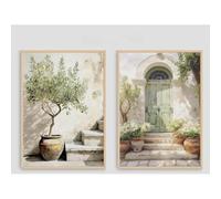 DAMAIART Olive Tree Canvas Wall Art Rustic Botanical Still Life Painting Farmhouse Wall Decor Picture for Living Room Kitchen(30x50cmx2/Inner Frame)