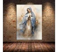 DAMAIART Vintage Blessed Virgin Mary Christian Prayer Art Poster Canvas Painting Wall Prints Picture Living Room Home Decor(60x90cm/Frameless)