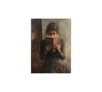 DAMAIART Vintage Woman Portrait Reading Canvas Print Poster Retro Aesthetic Pictures for Bedroom Wall Art Home Decor Painting(20x30cm/Inner Frame)