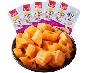 DAMAICHUHAI Crispy Marinated Lotus Root Slices, Savory and Spicy Snack, 12g Per Pack, 50 Packs Bulk, Low Fat Plant-Based Chips, Asian Style Lotus Root Snack，Chinese Food