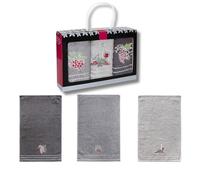 damaloo Pack of 3 Small Grape Design Hand Towels - 30 x 50 cm - Cotton Face Towels - Guest Toilet Towels - Gray