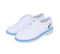 DAMANDO Bowling Shoes for Men, Leather Lawn Bowls Athletic Shoes Comfort Leather Male Bowling Trainers,White,8.5 UK