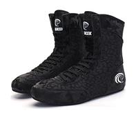 DAMANDO Boxing Shoes for Women, High Traction Boxing Training Shoes Breathable Lace Up Boxer Shoes Lightweight Kickboxing Footwear,Black,6 UK