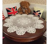Damanni Beige Cotton Handmade Crochet Lace Tablecloth Doilies,Round,31 Inch