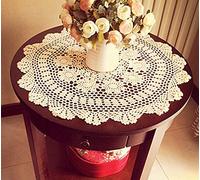 Damanni Beige Cotton Handmade Crochet Lace Tablecloth Doilies Table Overlay,Round,19 Inch,2PCS