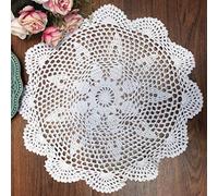 Damanni Cotton Handmade Crochet Lace Tablecloth Doilies Doily,Round,White,12 Inch
