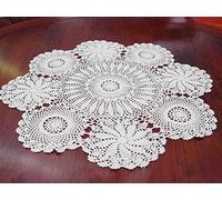 Damanni Cotton Handmade Crochet Lace Tablecloth Doilies Doily,Round,White,27 Inch