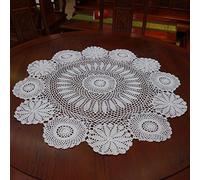 Damanni Cotton Handmade Crochet Lace Tablecloth Doilies Doily,Round,White,39 Inch