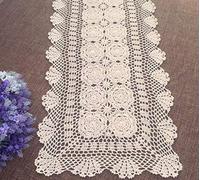 Damanni Rectangular Cotton Handmade Crochet Lace Table Runner Doilies Table Dresser Scarf Décor,16 Inch by 35 Inch，Beige
