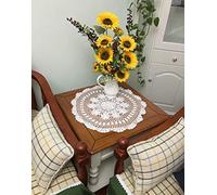 Damanni White Cotton Handmade Crochet Lace Tablecloth Doilies Table Overlay,Round,19 Inch,2PCS