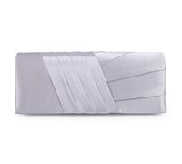Damara Elegance Satin Cocktail Wedding Handbag Evening Clutch Bag,Silver
