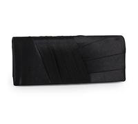 Damara Slant Pleats Satin Elegant Party Wedding Evening Bag Chain Bag Shoulder Bag Black, black, Large