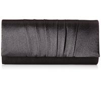 Damara Womens Satin Pleated Clutch Bag Wedding Bridal Prom Evening Handbag,Black(Size:L)