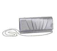 Damara Womens Satin Pleated Clutch Bag Wedding Bridal Prom Evening Handbag,Silver(Size:L)