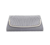 Damara Womens Simple Pleated Satin Clutch Evening Bag,Grey
