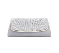 Damara Womens Simple Pleated Satin Clutch Evening Bag (Silver)