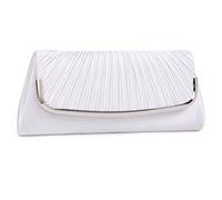 Damara Womens Simple Pleated Satin Clutch Evening Bag (White)
