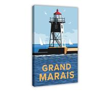 Damaray Lighthouse - Minnesota Landmark Canvas Poster Bedroom Decor Landscape Office Room Decor Gift 12" L X 18" W