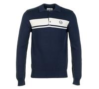 Damarindo Long Sleeve Knitted Polo Shirt Maritime Blue Gardenia, Medium