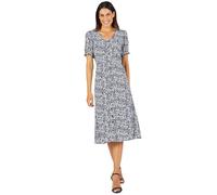 Damart - Button-Through Dress, Navy Floral, 44" inches