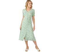 Damart Button-Through Dress Women Flared Short Sleeves - 18 Green