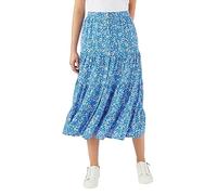 Damart Button-Through Print Skirt Women Flared On The Waistline - 16 Blue