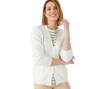 Damart Chunky Cardigan Women V Neck Long Sleeves White