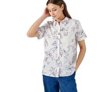 Damart Cotton Blouse Women Shirt-style Collar Short Sleeves White